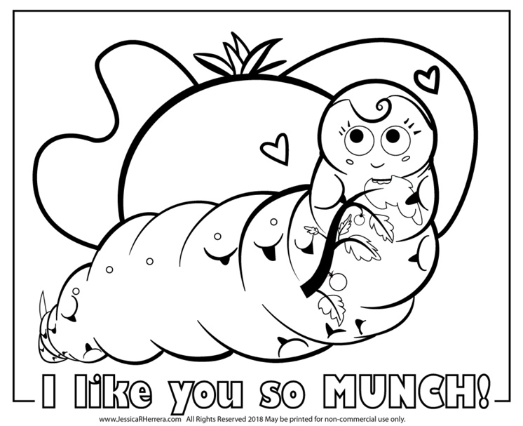 I like you so MUNCH! Caterpillar Coloring Page